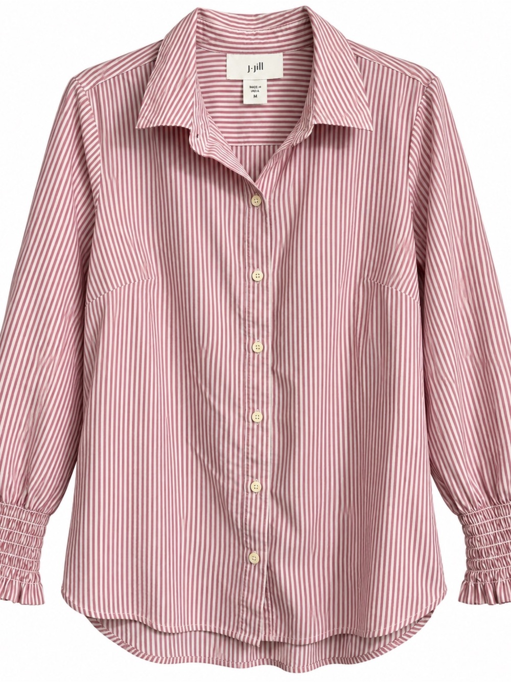 J. Jill Pink and White Striped Button-Up Shirt #147